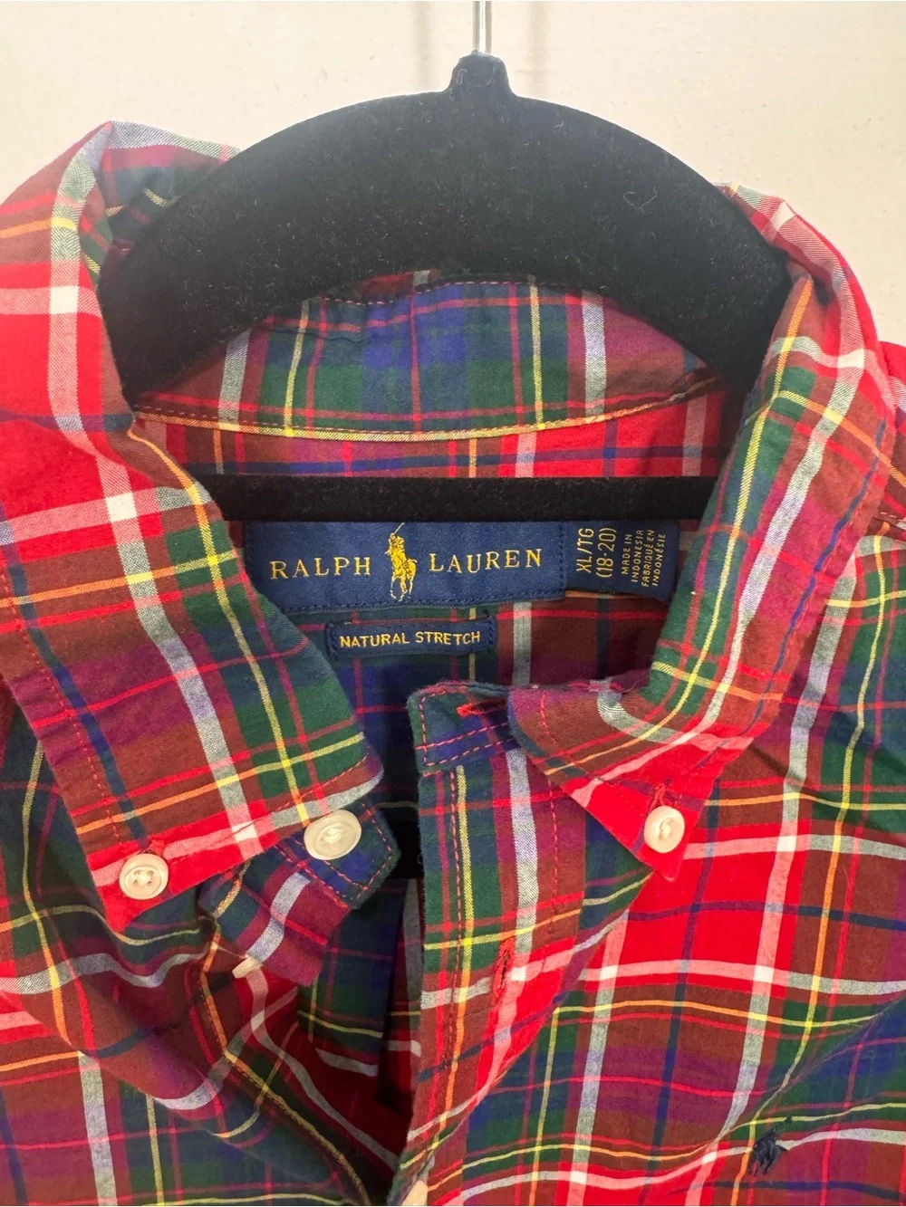 Ralph Lauren Red and Green Plaid Button-Down Shirt